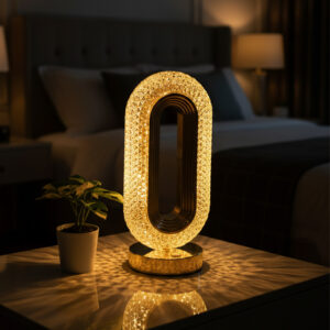 Aura Infinity Crystal Table Lamp | 3-Color Rechargeable LED Accent Light | Modern Premium Table Top Gift – KARAT25