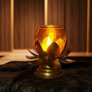 Premium Lotus Glass T-Light Holder for Pooja & Festive Décor